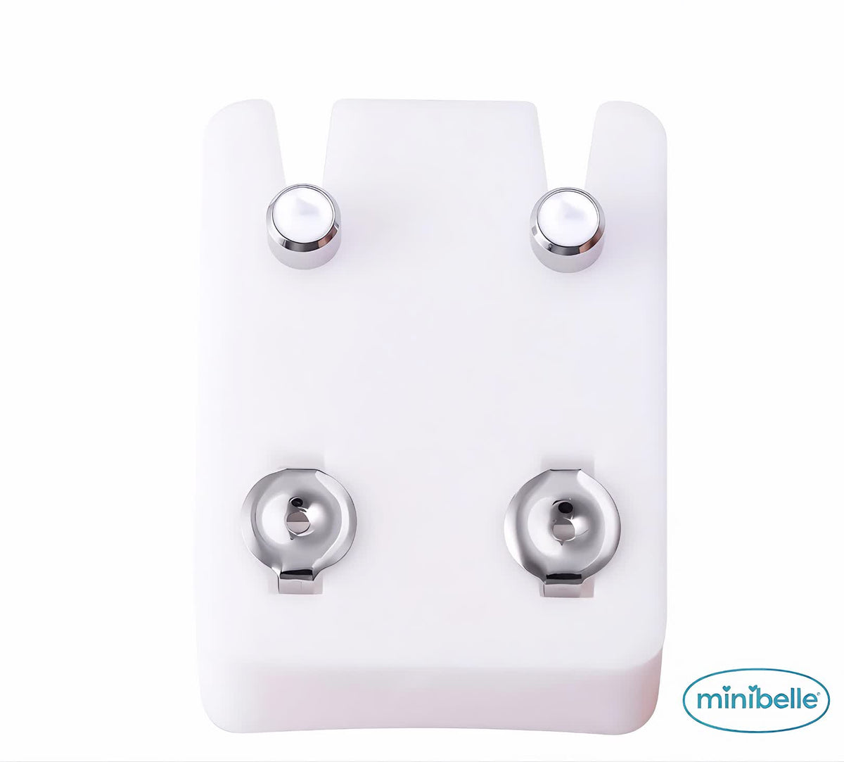 Minibelle silver white stone regular earrings