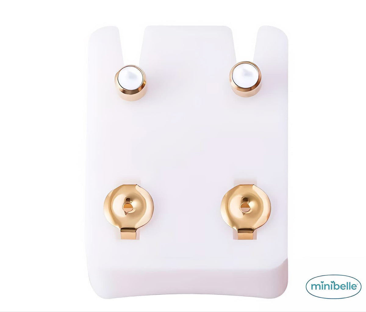 Minibelle golden white stone regular earrings