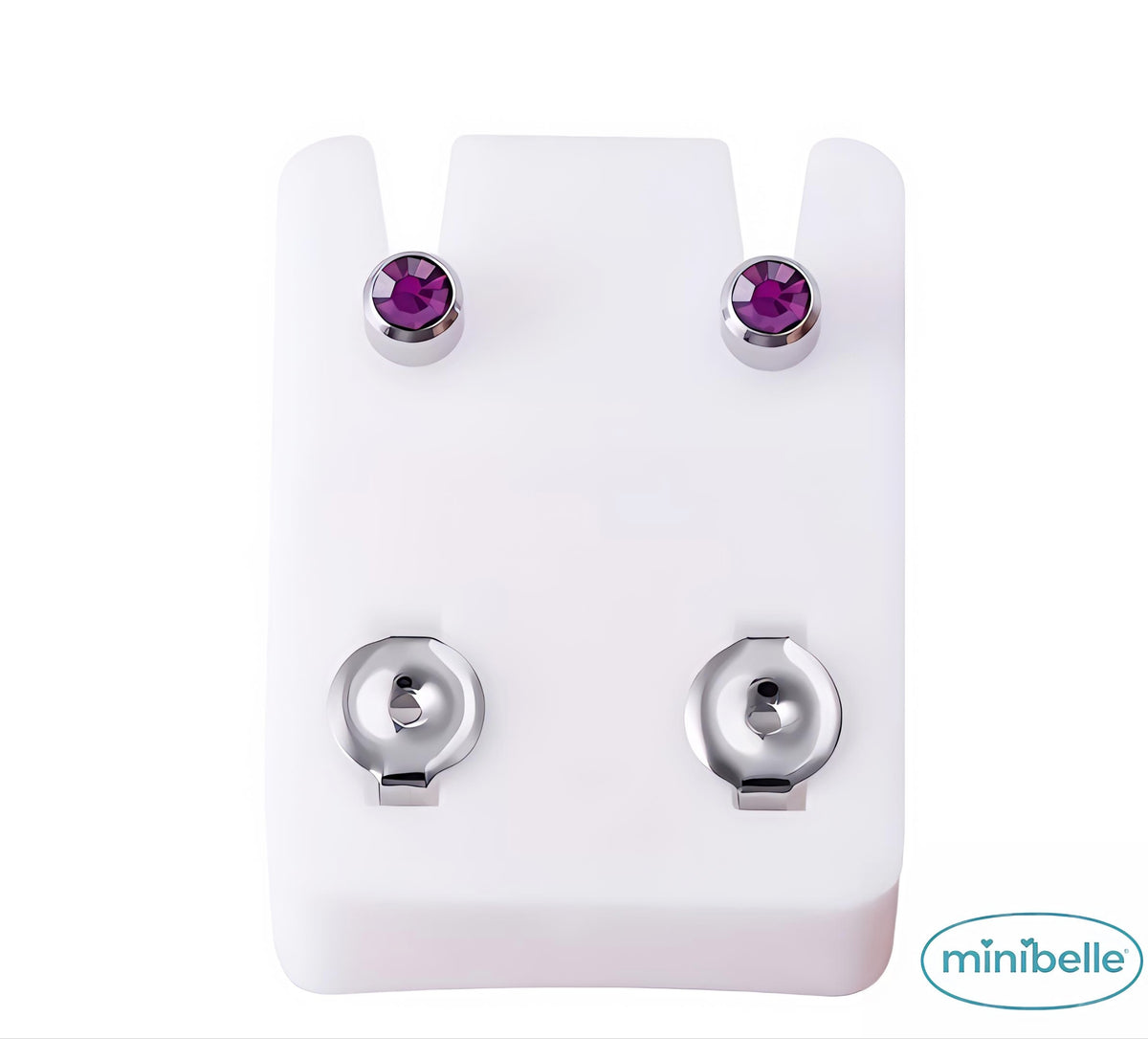 Minibelle purple stone silver regular earrings